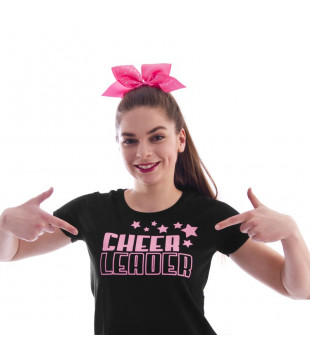 Dámské tričko černé s potiskem Cheerleader s hvězdičkami