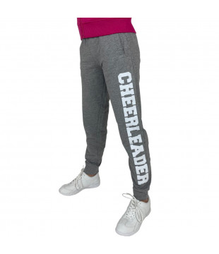 Kids grey sweatpants with glitter Cheerleader print