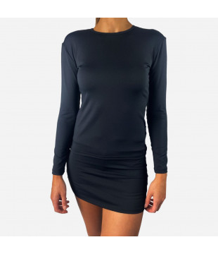 Black uniform top with long sleeves