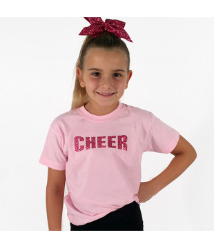Dětské tričko růžové s třpytivým potiskem Cheer