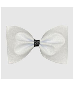 White butterfly glitter cheer bow with colored center
