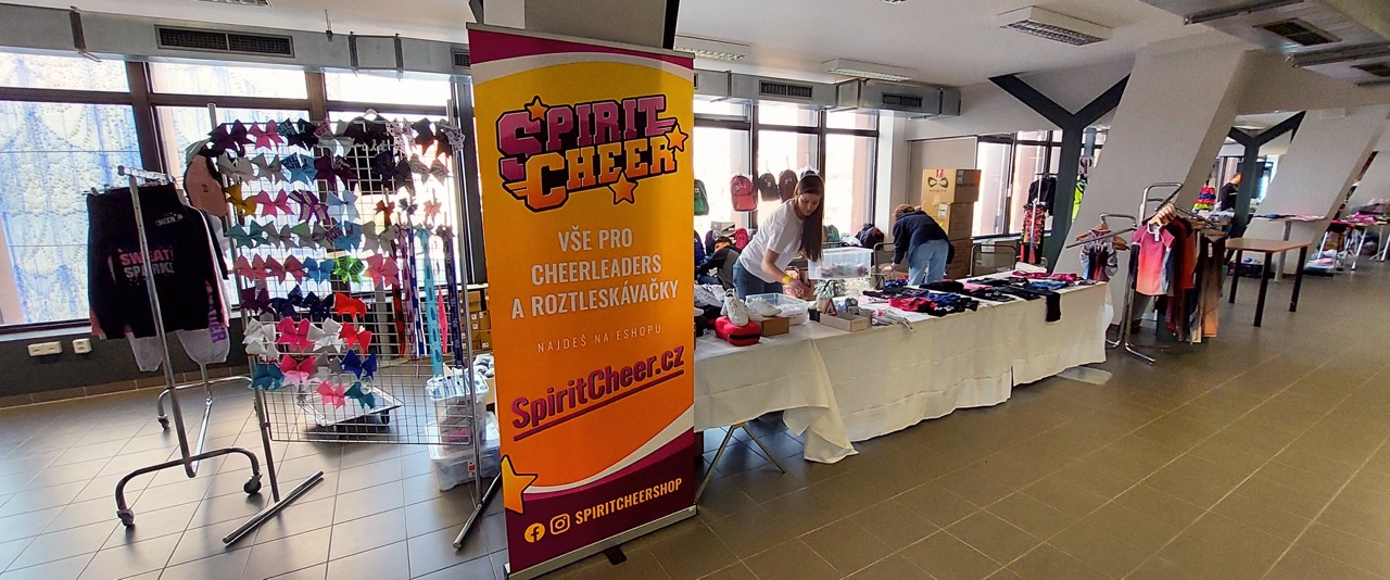 Our shop at a cheer competition in Prague