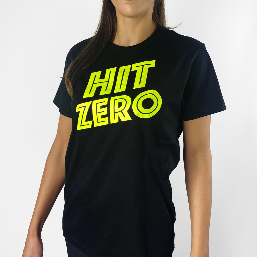 HIT ZERO T-shirt with neon yellow print